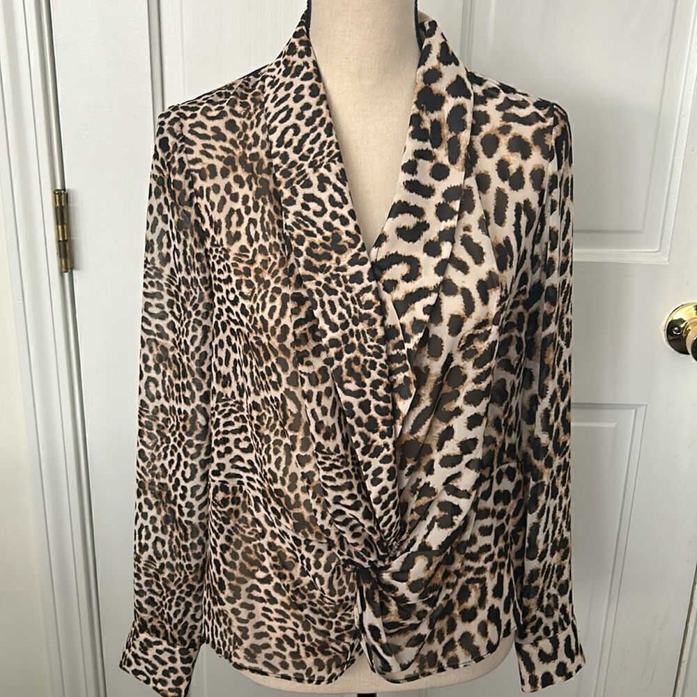 I-N-C Leopard Print Knot Front Pullover Blouse - image 4